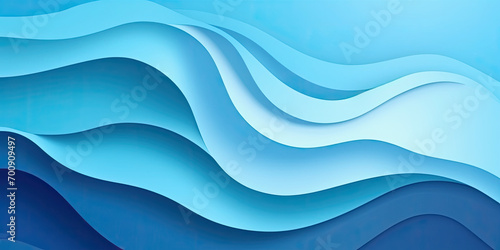 abstract blue wave paper art background. A blue and white abstract background with waves is a versatile design suitable for website backgrounds, social media graphics, and print materials.  photo