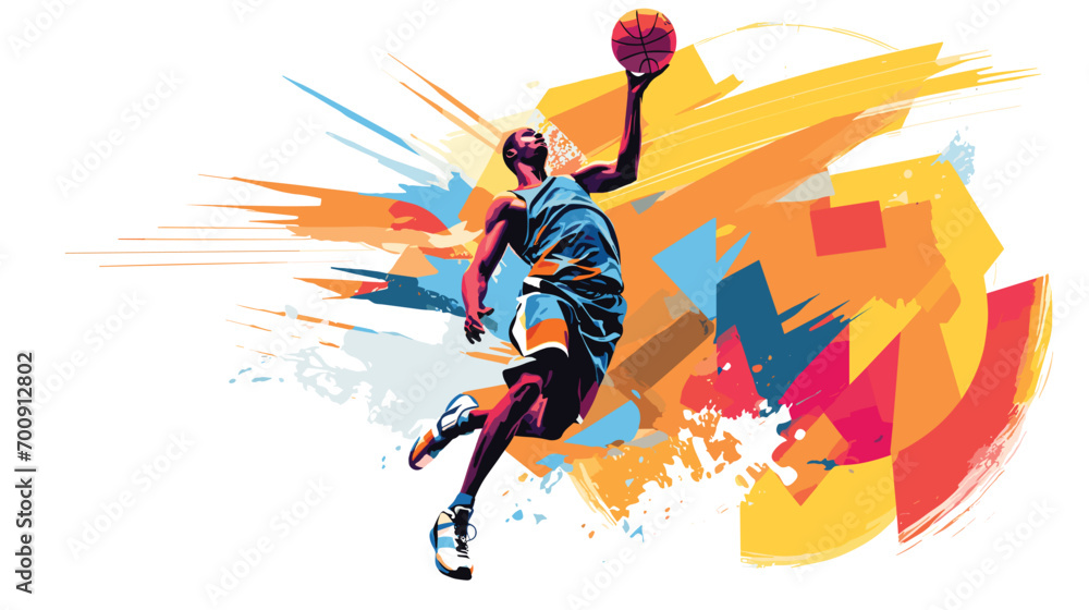 athleticism and dynamism of basketball with a vector scene featuring powerful dunks, skillful crossovers, and well-coordinated teamwork on the court. Illustrate the raw energy and physical athleticism and dynamism of basketball with a vector scene featuring powerful dunks, skillful crossovers, and well-coordinated teamwork on the court. Illustrate the raw energy and physical