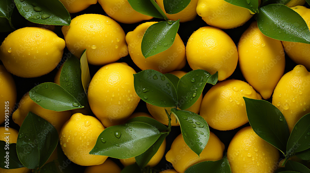 lemons lie on table top view, all full of lemons, lemons background
