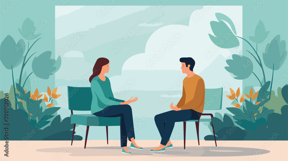 importance of mental health services in a vector scene featuring therapists, counselors, and individuals engaged in mental health support.