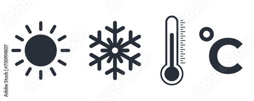 Weather and Temperature icon set. Vector illustration