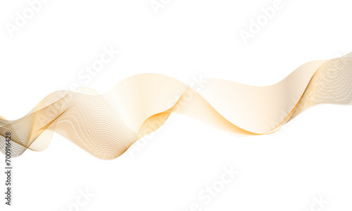 Abstract golden wave lines background. Modern gold flowing wave lines and glowing moving lines background. Design for frequency sound, technology, science, banner, business. 