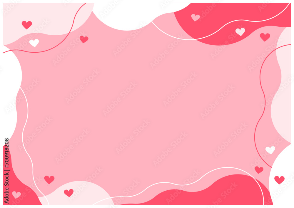 バレンタインデーに使えるかわいいハートのバレンタインフレーム背景素材5ピンク