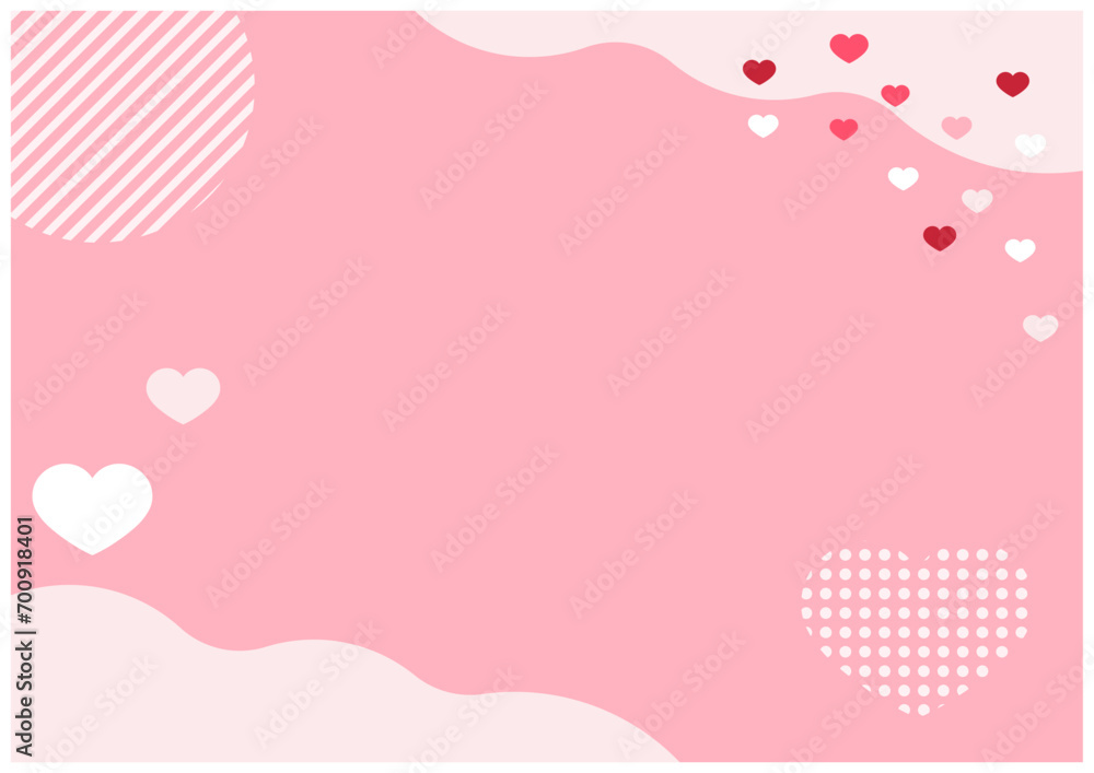 バレンタインデーに使えるかわいいハートのバレンタインフレーム背景素材4薄ピンク