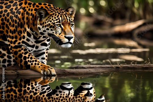 Jaguar, Panthera Onca, Female, Cuiaba River, Porto Jofre, Pantanal Matogrossense, Mato  do Sul, Brazil South America- photo