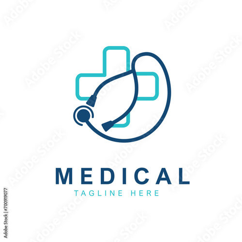 Medical Healthcare Stethoscope Cross Logo vector illustration