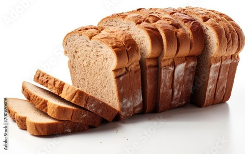 Sliced whole grain bread on white background ,, loaf of bread isolated