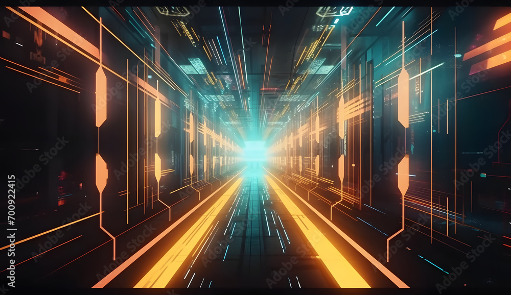 futuristic sci-fi background with neon lights and reflective tunnel motion patterns futuristic sci-fi background with neon lights and reflective tunnel motion patterns