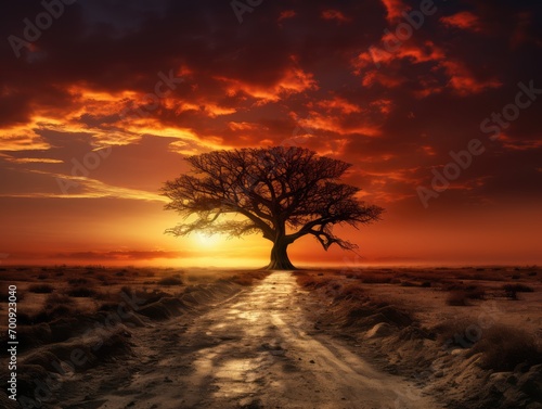 tree in the sunset © faiz