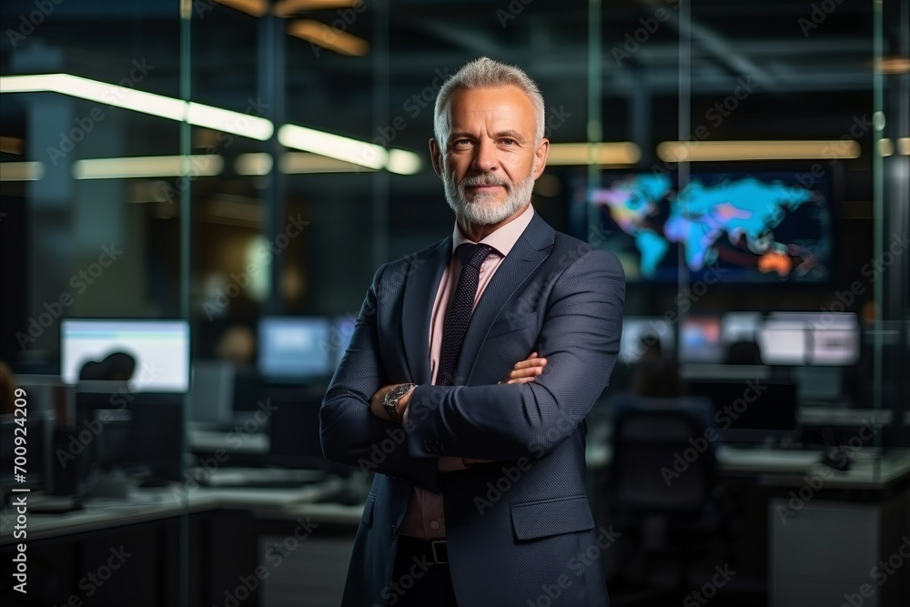 Portrait of a confident senior businessman standing with arms crossed in office Portrait of a confident senior businessman standing with arms crossed in office