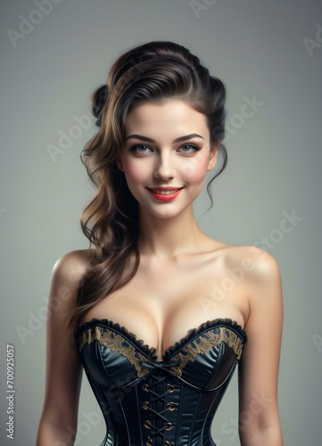 Portrait of a beautiful young woman in corset and lingerie