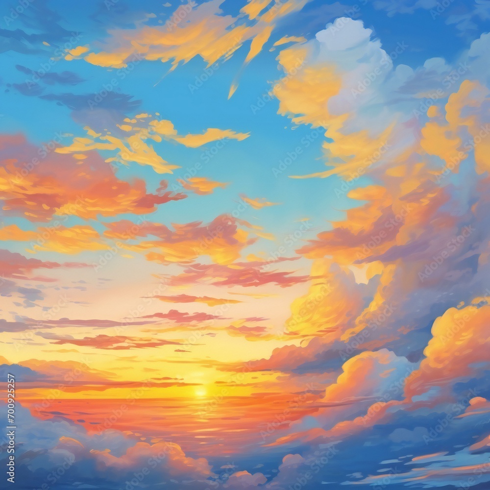 Beautiful sunset sky with clouds,  Nature background