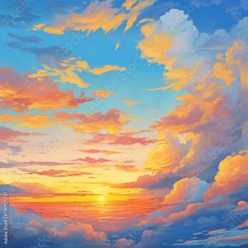 Beautiful sunset sky with clouds, Nature background