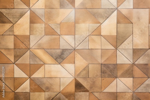 Abstract background of brown and beige geometric shapes on the wall