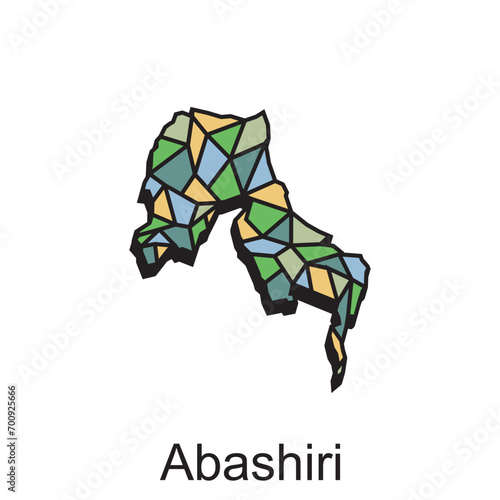 Map City of Abashiri World Map International vector template with outline graphic style, isolated on white background