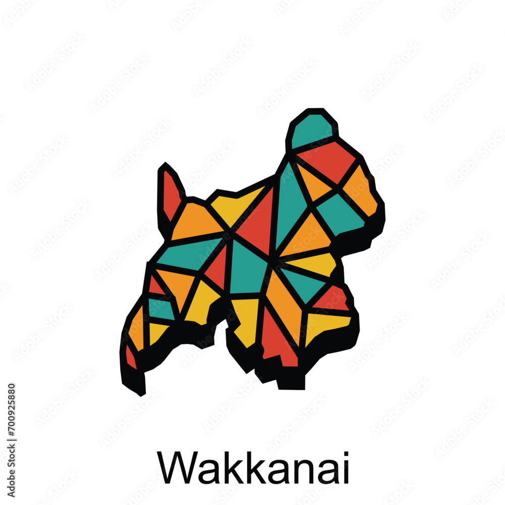 Map City of Wakkanai World Map International vector template with outline graphic style, isolated on white background