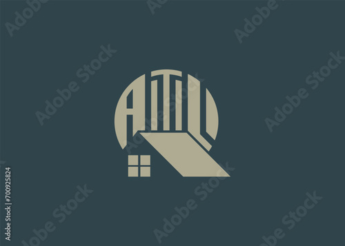 Real Estate Letter ATL Monogram Vector Logo.Home Or Building Shape ATL Logo photo