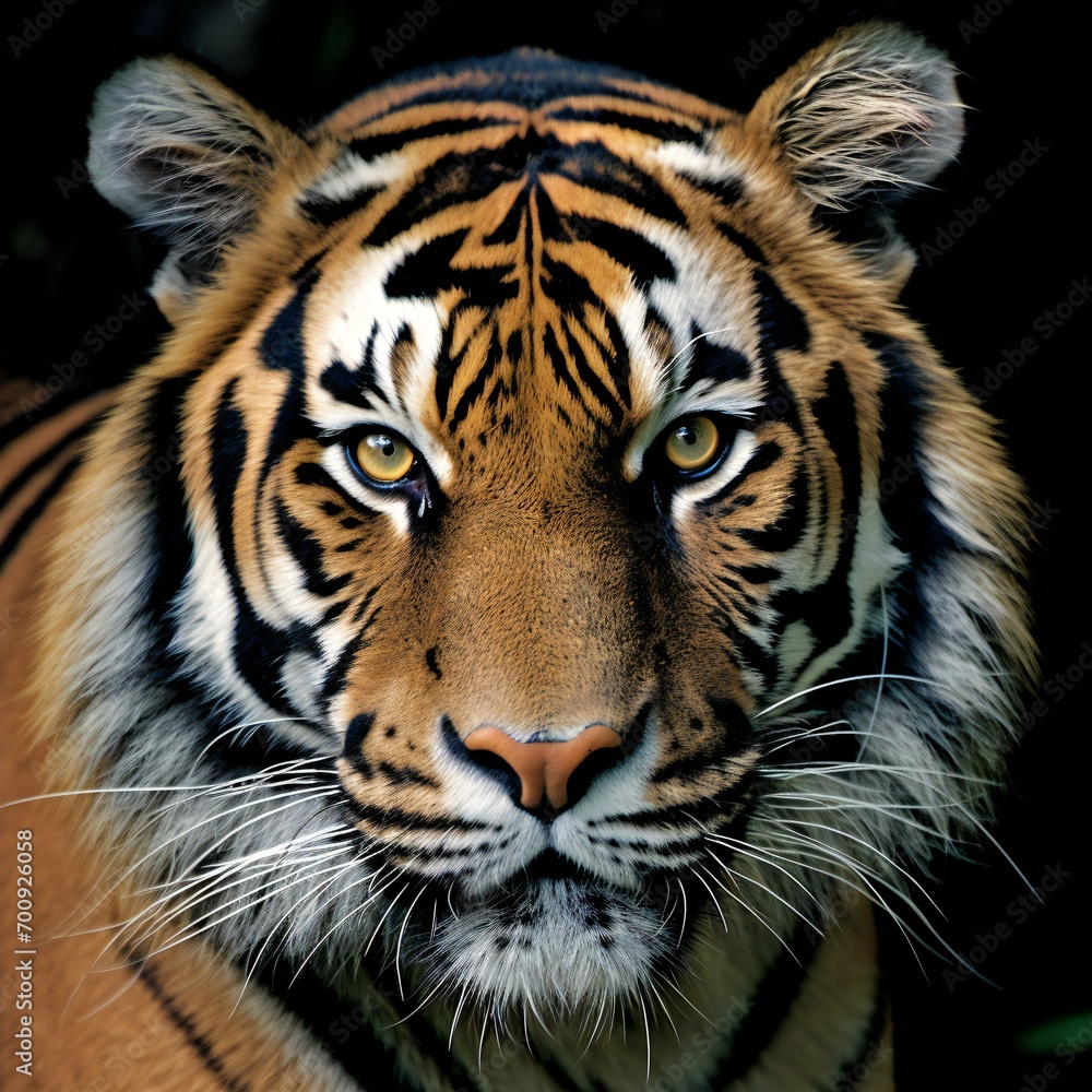 Portrait of a tiger in the zoo, close-up