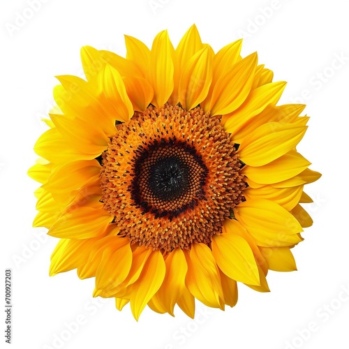 Sunflower isolated on white background, Top view, Flat lay