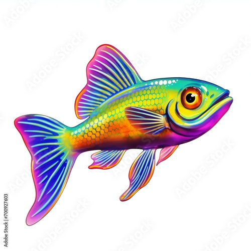 Illustration of a colorful fish on a white background, Isolated