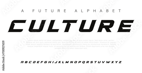 Culture Modern Bold Font. Sans Serif Font. Regular Italic Uppercase Lowercase Typography urban style alphabet fonts for fashion, sport, technology, digital, movie, logo design, vector illustration