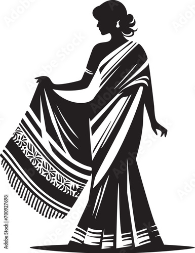 Silhouette of a Woman in Traditional Attire
