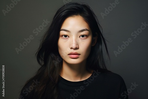 Beauty portrait of young asian woman with clean fresh skin, studio shot