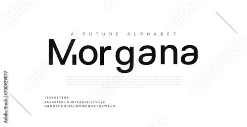 Morgana Abstract minimal modern alphabet fonts. Typography technology vector illustration