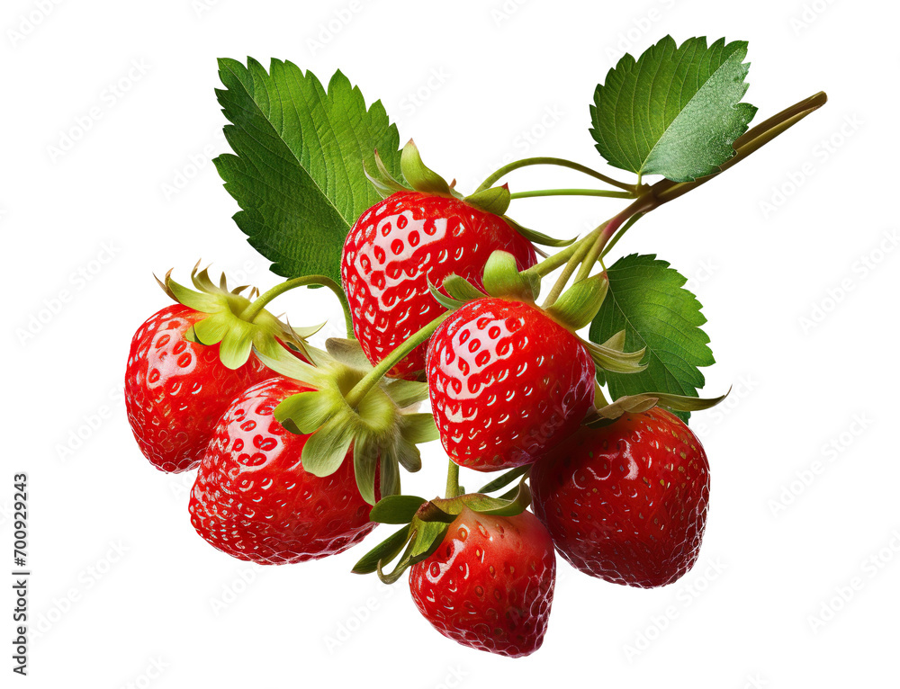 Ripe delicious strawberries bush, cut out Ripe delicious strawberries bush, cut out