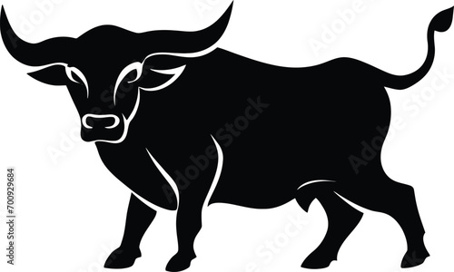 black bull isolated on white vector image photo
