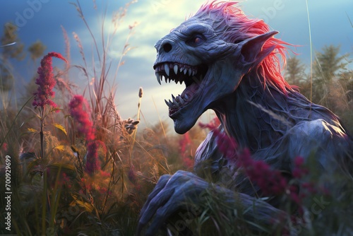 Scary monster in the meadow