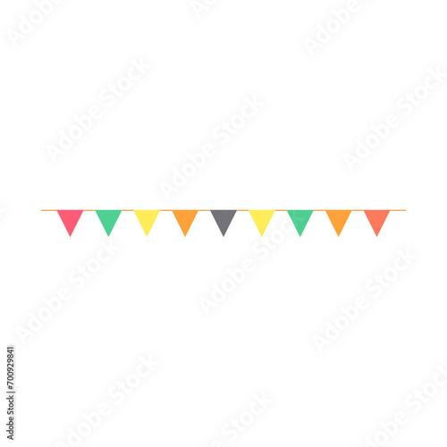 Colorful carnival garland with flags on white background.