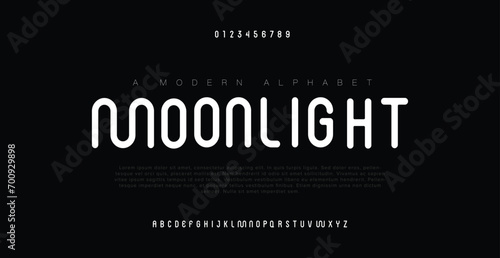 Moonlight Minimal modern urban fonts for logo, brand etc. Typography typeface uppercase lowercase and number. vector illustration photo