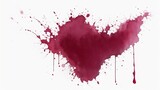 Maroon watercolor paint splashes texture on white background