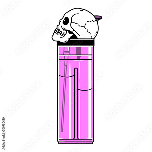 SKULL CIGARETTE LIGHTER COLOR WHITE BACKGROUND