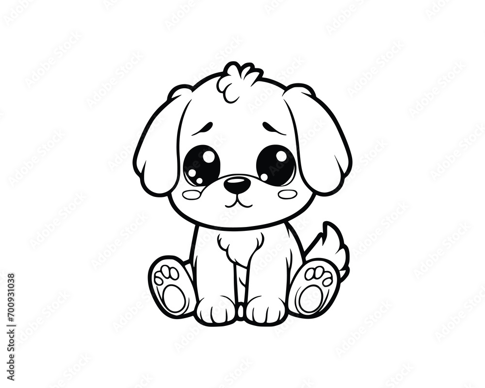 Obraz premium Cute Cartoon Character of dog for coloring book. outline line art. Printable Design. isolated white background