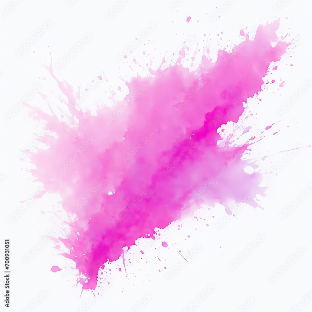 Pink watercolor paint splashes texture on white background
