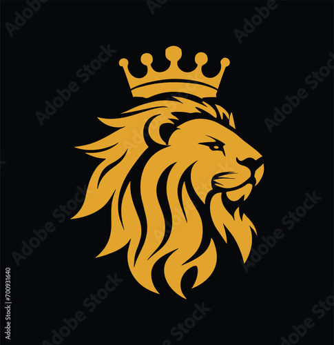 Royal king lion crown symbols. Elegant Leo animal logo