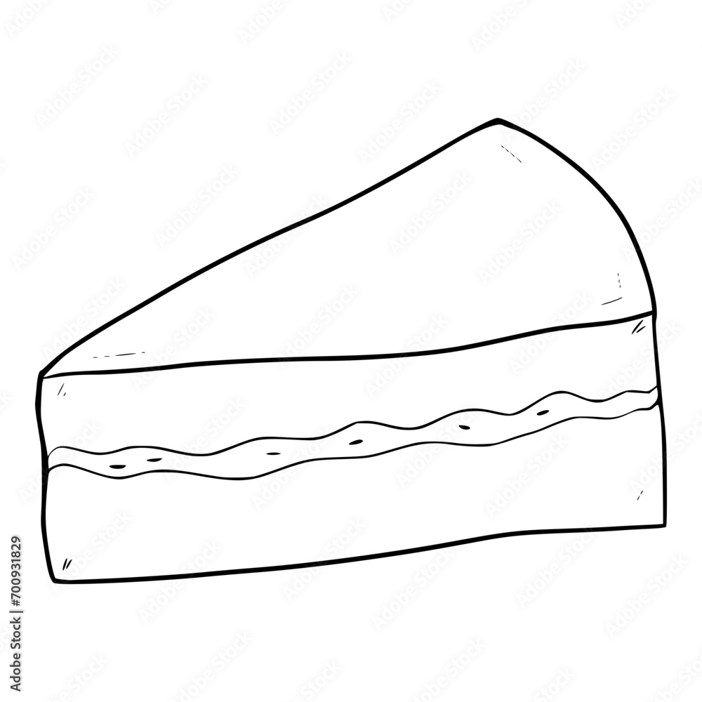 Fototapeta premium slice cake illustration Outline Sketch hand drawn vector