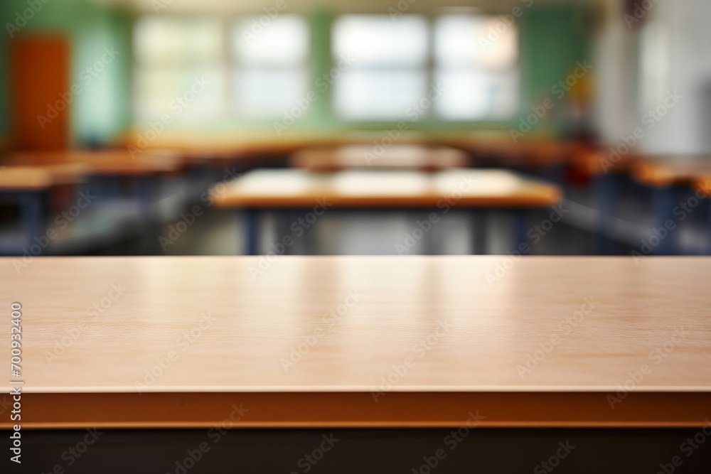 Close up eye level view of an empty counter top in a classroom lab Close up eye level view of an empty counter top in a classroom lab
