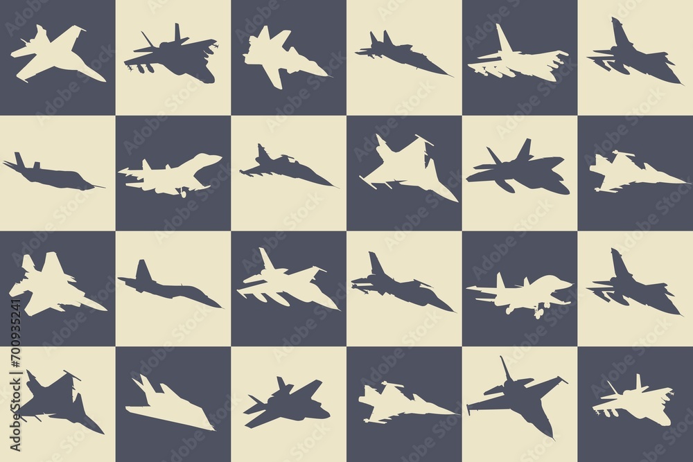 Fototapeta premium The seamless background with military aircraft. 