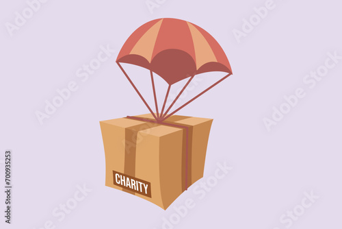 Charity, support and donation concept. Colored flat vector illustration isolated.
