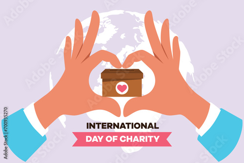 Charity, support and donation concept. Colored flat vector illustration isolated.
