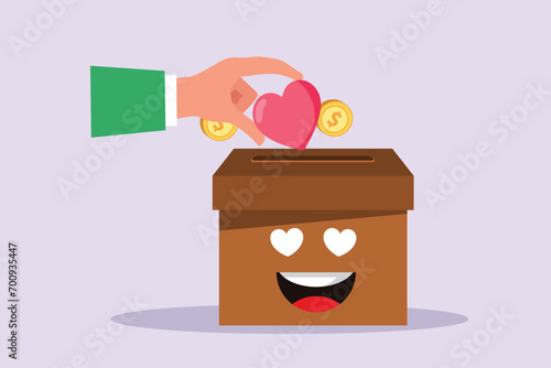 Charity, support and donation concept. Colored flat vector illustration isolated.