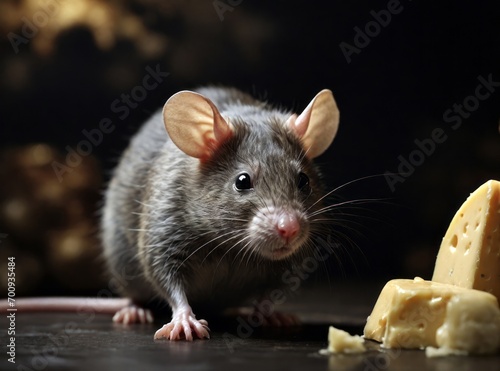 Rat and cheese. Generative AI.