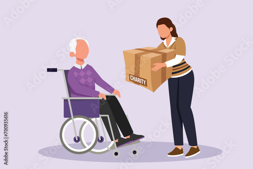 Charity, support and donation concept. Colored flat vector illustration isolated.
