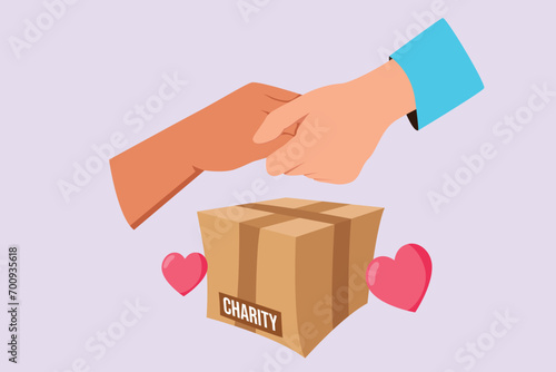 Charity, support and donation concept. Colored flat vector illustration isolated.