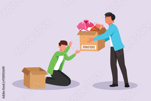 Charity, support and donation concept. Colored flat vector illustration isolated.