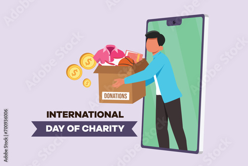 Charity, support and donation concept. Colored flat vector illustration isolated.
