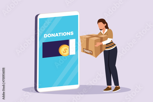 Charity, support and donation concept. Colored flat vector illustration isolated.